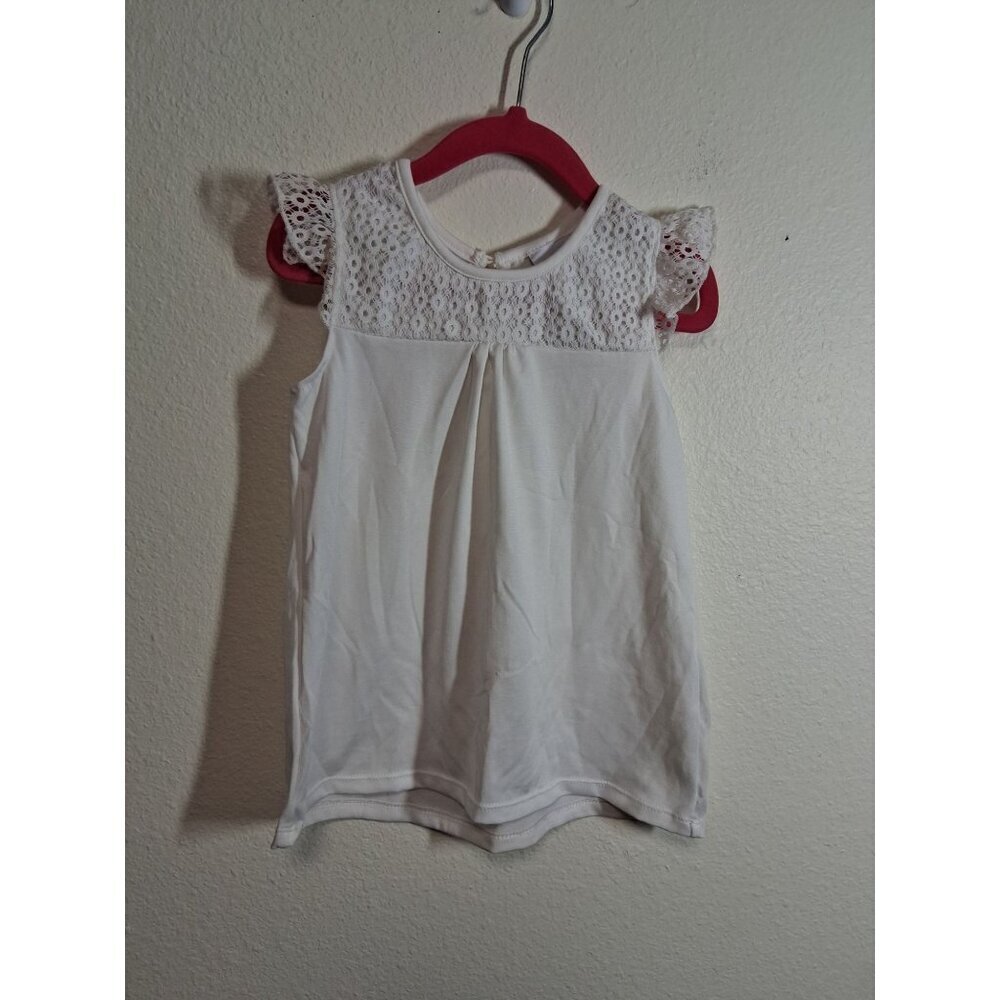 Nannette Kids Boho Blouse Lace Top Cottage Y2K Summer Casual White Girls Size 6